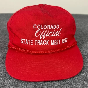 Vintage Trucker Hat Colorado State Track Meet 1992 Race Official Red Strapback - Picture 1 of 11
