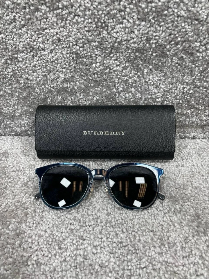 Burberry Sunglasses Mens Size Lens Width 52 Bridge 21 Temple 145 Blue Round - Image 1 of 4