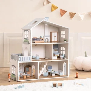 Robud Wooden Dollhouse 3 Story Doll House Set with 23 Pcs Furniture for Ages 3+ - Picture 1 of 10