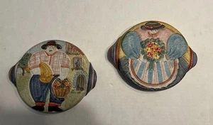 Hot Plate Ceramic Italy Hand Painted Wall Kitchen Decor  SET OF 2 Hanging, ITALY - Picture 1 of 3