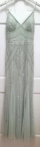 Maxi Vestido Marina Sin Mangas Gasa Lentejuelas Sin Mangas - Verde Claro - Talla 10 - Imagen 1 de 8