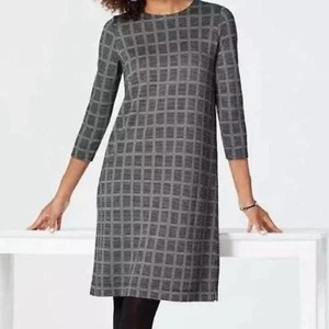 J Jill Wearever Collection Womens Black Windowpane Plaid Dress Sz | Minimalist - Picture 1 of 10
