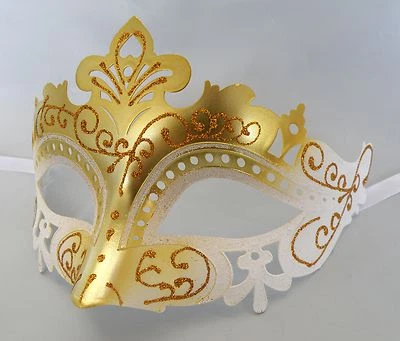 Gold and White Venetian Masquerade Party Mask *NEW* Express Post Option - Image 1 of 2