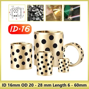 Oilless Graphite Lubricating Brass Bearing Bushing Sleeve Linear Bearing ID 16mm - Picture 1 of 14