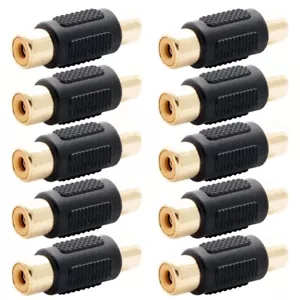 10 Pcs RCA Female to Female Coupler Audio Adapter Connector Cable Joiner Gold - Picture 1 of 4