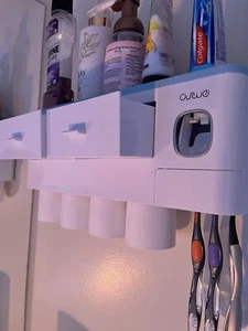 TuCao Four Cup Toothbrush Rack Wash Suit-Magnetic Cups- WHITE🔹NEW - Picture 1 of 5