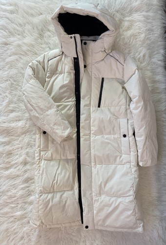 OFF WHITE Nuovo con etichetta! Piumino lungo bambino unisex bianco sporco caldo giacca da neve puffer coat taglia 12 14