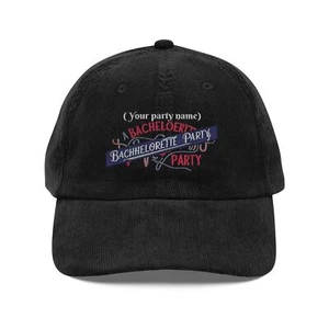 Bachelorette party hat Embroidered Vintage Cap, Custom Corduroy Sports Hat. - Picture 1 of 12