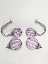 Lavender Curtain Tie Back Hooks with Matching Finals Acrylic Ball Silver Metal