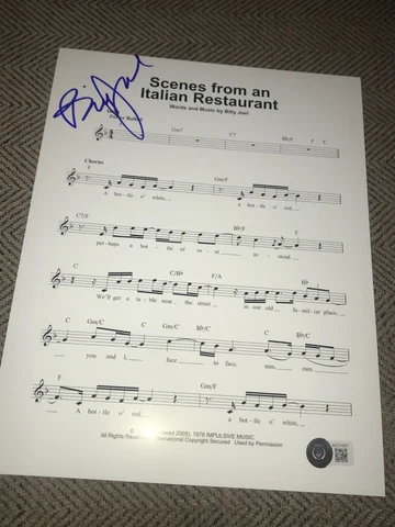 BILLY JOEL SIGNED SHEET MUSIC SCENES FROM AN ITALIAN RESTAURANT BECKETT BAS D Cover