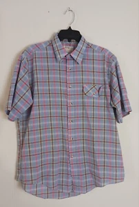 Vintage Montgomery Ward Short Sleeve Plaid Button-up Shirt Men's Size 16-16.5 L - Picture 1 of 8