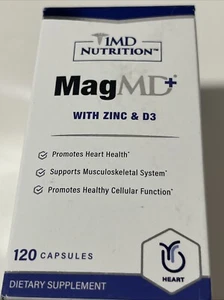 1MD Nutrition MagMD Plus with Zinc & D3 | Promotes Heart Health 120 Ct 12/2025 - Picture 1 of 4