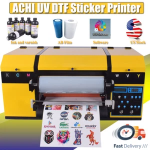 ACHI A3 UV DTF Sticker Printer & 2*Epson XP600 Nozzle Ink Varnish AB Film 【US】 - Picture 1 of 23