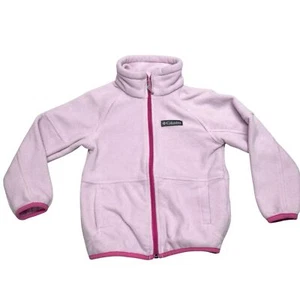 Columbia fleece cozy Jacket girls pink Coat Full Zip Pockets Kids sz XXS 4/5 - Picture 1 of 6