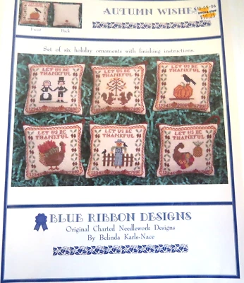 Autumn Ornaments Cross Stitch Holiday w finishing instructions Blue Ribbon Desig - Image 1 of 3