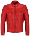 SPEED' Men's Real Leather Jacket Red Washed Classic Biker Motorcycle Style Sr-02