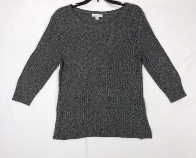Womens Gray 3/4 Sleeve Sweater Knit New York Company Sweater Top Size M - Image 1 of 4