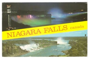 Day & Night Views, Niagara Falls Canada, 1972 Split View Postcard, Slogan Cancel - Picture 1 of 2