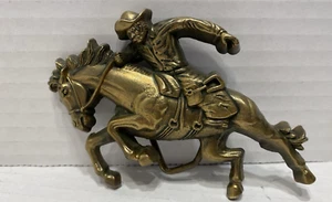Western Cowboy Horse Brass Baron Vintage Belt Buckle - 663 - Imagen 1 de 5
