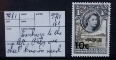 BECHUANALAND 1961 QEII New Currency Overprints. 10c SURCHARGE to LEFT USED SG163 - Image 1 of 2