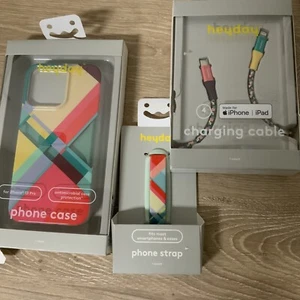 📀 Heyday Phone Case for iPhone 13 Pro, Charging Cable & Phone Strap *SET OF 3* - Picture 1 of 6