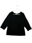 Calvin Klein Women's Black Ribbed 3/4 Sleeve Pullover Shirt Size 1X