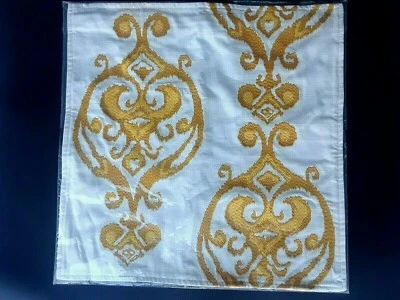 Pottery Barn Pelham Ikat 18" x 18" Embroidered Pillow Cover White/Yellow New - Image 1 of 4