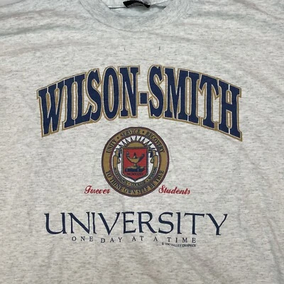 Vtg 1990 Wilson-Smith University Men’s XL Single Stitch Made USA Gray T-shirt - Image 1 of 4
