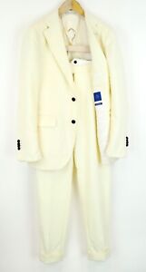 SUITSUPPLY Jort UK38R Men Suit Alpaca Wool Blend Slim Off-White Lined 2 Piece