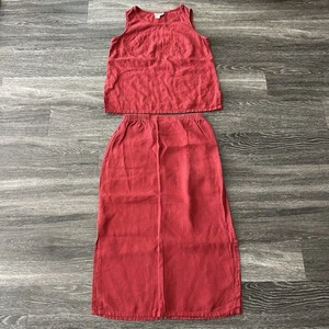 Vintage Coldwater Creek 100% Leinen Tank Top & Maxirock Set Damen M Strand Boho - Bild 1 von 10