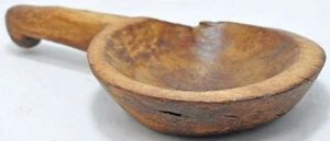 Antique Wooden Kitchenware Spice Bowl With Handle Original Old Hand Carved - Picture 1 of 8