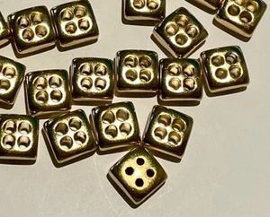 8 Chunky Square Gold Buttons Plastic Metal Look 12mm A52-12 AUSSIE SELLER - Picture 1 of 5