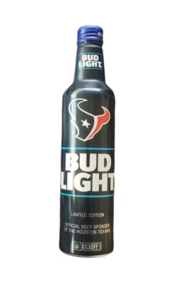 Houston Texans Edición Limitada 16 OZ 2024 Bud Light Botella Aluminio Negra VACÍA Foto 1 de 4