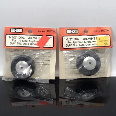 (2) DU-BRO 150TW 1-1/2 Tail Wheels for 1/4 Size Planes 1/8" Dia axle RC Airplane - Image 1 of 4