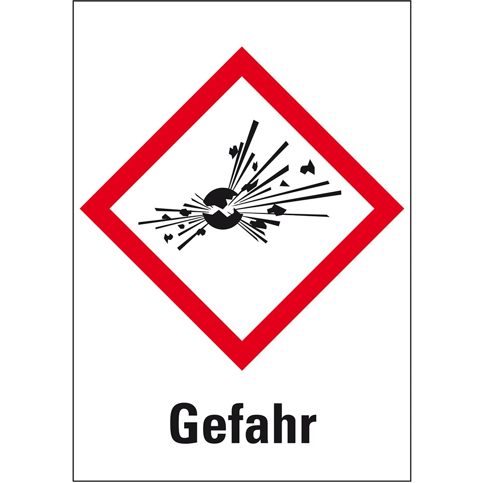 KÖNIG WERBEANLAGEN Aufkleber Symbol Explodierende Bombe GHS01 Gefahr Folie 74x105mm GHS-Verordnung