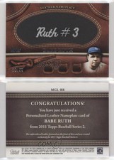 2011 Topps Manufactured Glove Leather Nameplate Black /99 Babe Ruth (Blue Hat)