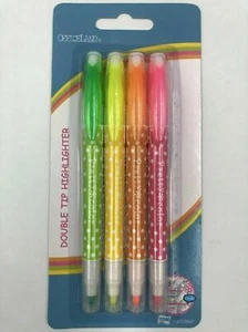4 Pcs Double Tip Highlighter Pastel Color Chisel Nib Felt Tip Markers - Picture 1 of 1
