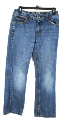 Pantalones de mezclilla HELIX para niñas talla 16 azul bota ajustada diseño de 5 bolsillos con ribete de cuero Foto 1 de 4