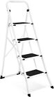 4 Step Ladder with Convenient Handgrip Anti-Slip Sturdy and Wide Pedal 330lbs US