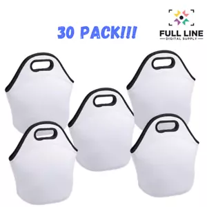 Neoprene Sublimation Lunch Bag, black back/US SELLER (25/pk) - Picture 1 of 5