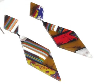 Sobral Neoconcretismo Nial Patchwork Artist Made Hangle Statement Post Ohrringe - Bild 1 von 7