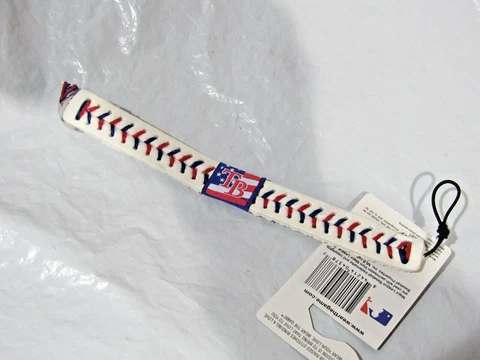 White Tampa Bay Rays w/Blue & Red Stitching Team Baseball Seam Bracelet Gamewear Cover