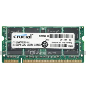 Crucial 4GB 8GB 16GB RAM PC2-5300 DDR2 667Mhz 200Pin SODIMM Laptop Memory RAM - Picture 1 of 7