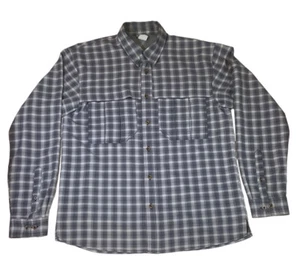 Rugged Exposure Fishing Shirt Mens MED Gray WhitePlaid Vented Button Long Sleeve - Picture 1 of 3