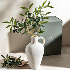 Laurel And Vine Matte Textured 10 Inch Tall White Vase Including 22 Inch Olive B
