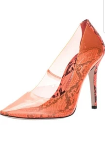 NIB Jessica Simpson Orange Snakeskin & Vinyl Pump Stiletto 6.5 - Picture 1 of 5