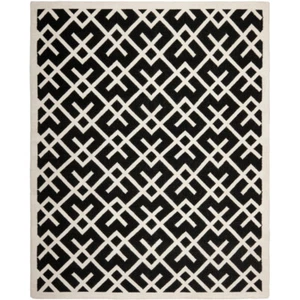 SAFAVIEH Dhurries DHU552L Handwoven Black / Ivory Rug - Picture 1 of 24
