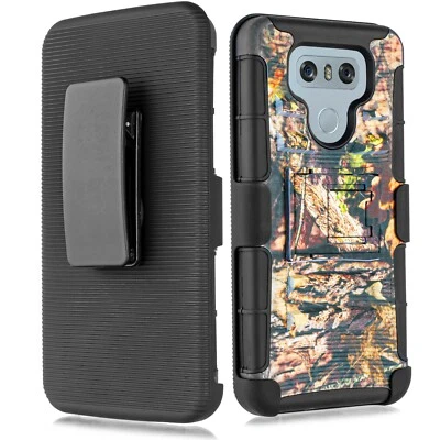 For LG G6 Shock Proof Hybrid Camo Armor Holster Belt Clip Kickstand Case Cover - Image 1 of 4