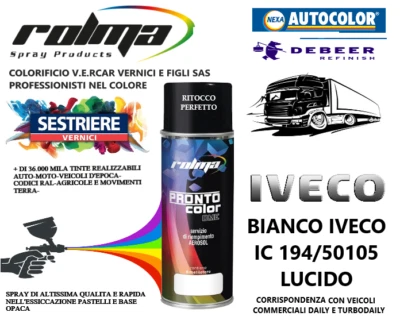 BIANCO IC 194/50105 IVECO VEICOLI COMMERCIALI LUCIDO SPRAY 400ML - Imagen 1 de 4