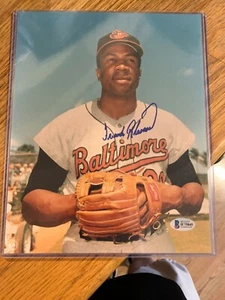 FRANK ROBINSON 8 X 10 AUTOGRAPH HOF BECKETT BALTIMORE TOP LOADED COA - Picture 1 of 2